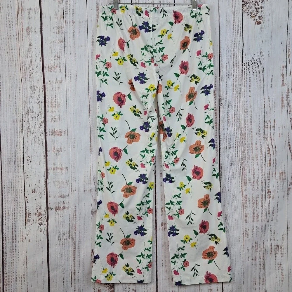 Old Navy M High Waisted Floral Poplin Pajama Pants Loungewear Drawstring Waist